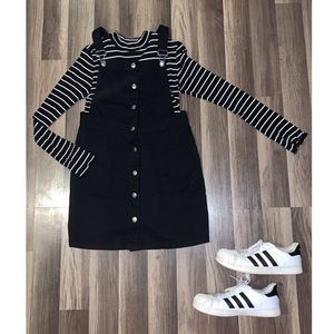 NWT H&M Black Denim Overall Dress